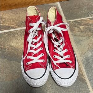 Classic Red Canvas High-Top Sneakers - Women's